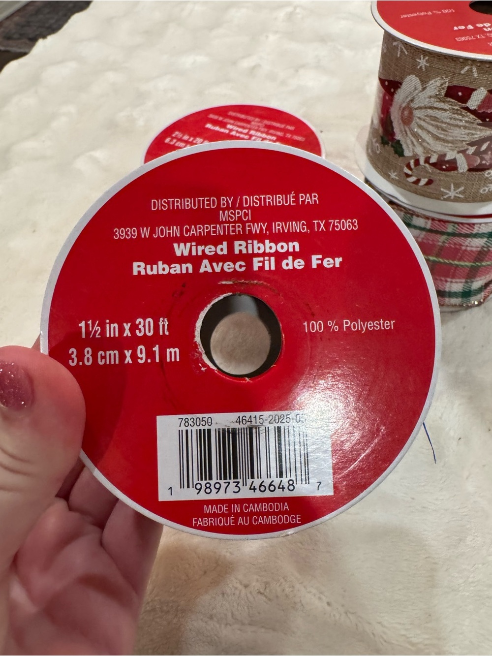 NEW 4 Rolls of Wired Christmas Ribbon - Picture 2 of 9